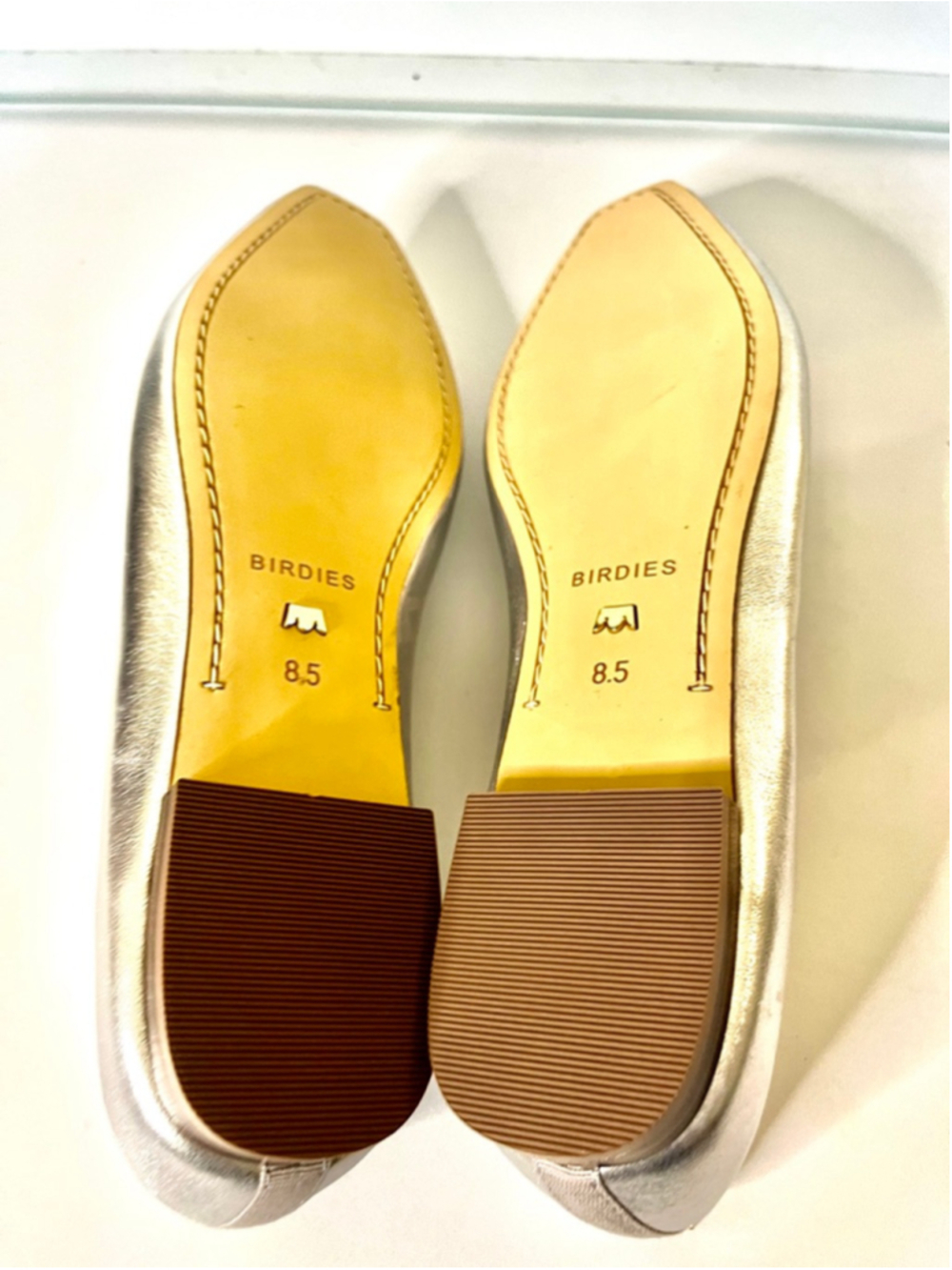 Birdies Crane Metallic Silver Leather Flats Women Size 8.5 - Picture 8 of 9